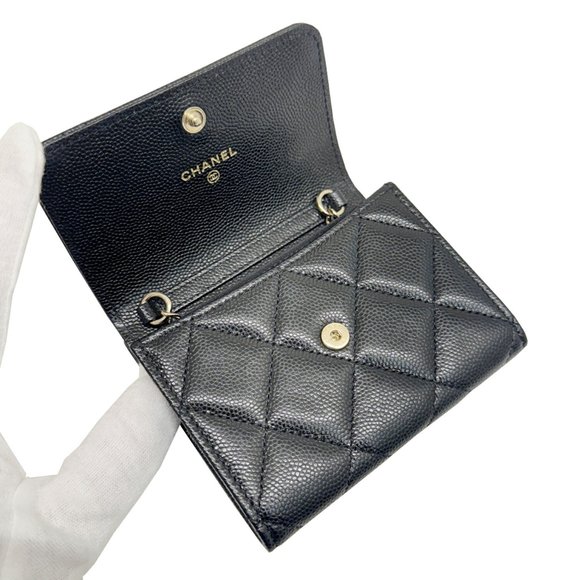 CHANEL Matelasse Mini Chain Wallet Black Caviar Skin 2022 - Picture 10 of 12